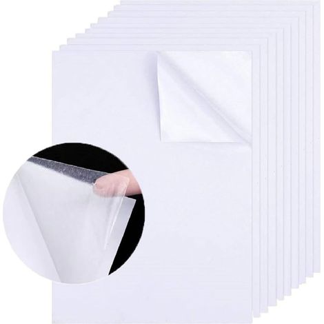 A4 Autocollant Adhésif Double Face, Transparentes Ruban Adhésif Double Face, Blanc Ruban Auto Adhésif, 10PCS A4 Feuilles Adhésives Double Face Ruban Adhésif Artisanal Transparent pour DIY (1/5)