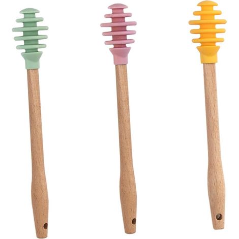 Lntyq Set 3-tlg. Honigrührer, Drehwerkzeug, Miniatur-Flüssighonig-Tropfer, Getränkesirup, Handmixer, Honiggesponnene Mini-Holzbienen, wiederverwendbar (1/5)