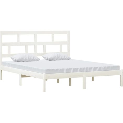 vidaXL Cadre de lit sans matelas blanc bois massif 160x200 cm (1/5)