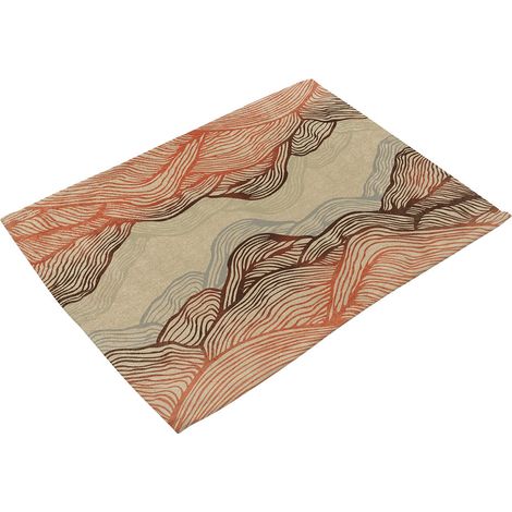 Tapis De Table Résistant À La Chaleur - Motif Rayé Antidérapant - Pour Assiettes Et Bols - Lot De 4 (1/3)