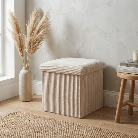 Maison Neutral Soft Touch Storage Stool (1/2)