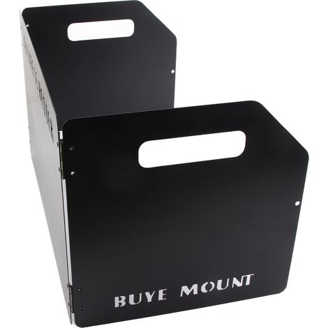 Abri de cuisine de camping pliable et portable en métal, noir, à triple pliage. (1/5)