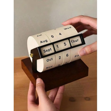 Grande calendario da scrivania girevole 2025/2026, timer per il conto alla rovescia in legno, materiale scolastico, decorazione da tavolo riutilizzabile per casa, soggiorno, aula, ufficio, decorazione
