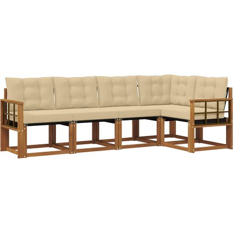 Outdoor Sofa Set with Cushion 5 pcs Natural and Beige vidaXL (1/5)