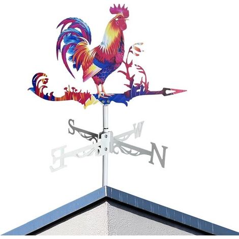 Girouette pour jardin de ferme, girouette avec coq, girouette en métal, décorations de jardin sur le thème des animaux, girouette d'extérieur (1/5)