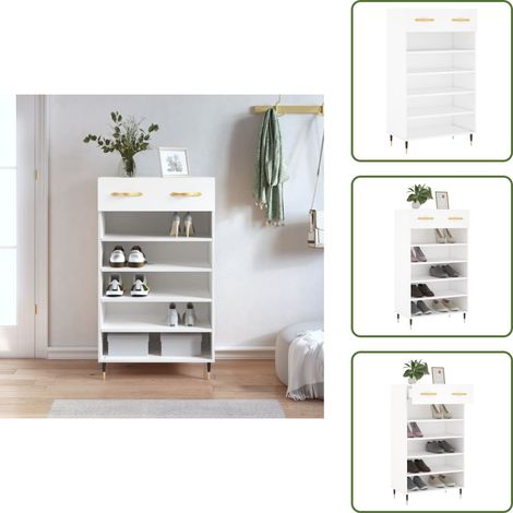 Schuhschrank Weiß 60x35x105 cm Holzwerkstoff - Schuhschrank - Holzwerkstoffmöbel - Garderobe - Einbauschrank - Wohnzimmermöbel (1/5)