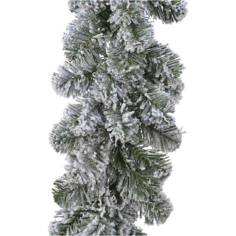 Ghirlanda di Natale Boa Innevata - Verde Bianco - 270 cm con 180 Rami (1/5)