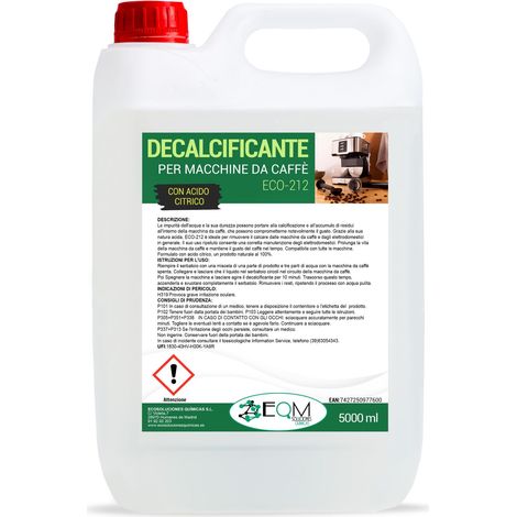 EQM - ECO- 212 - Decalcificante per Macchine da Caffè - 5L - 100% Origine naturale - Compatibile con tutte le macchine da caffè