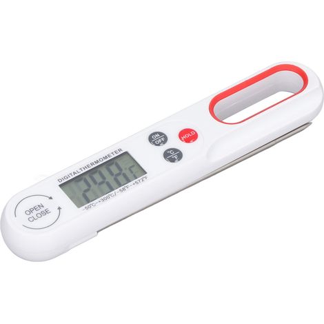 Weißes digitales Lebensmittelthermometer, genaue Sofortmessung, faltbar, mit Batterie für den Grill (1/5)
