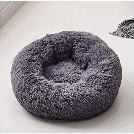 Couchage Panier Rond pour Chien Chat, Corbeille en Peluche Coussin Matelas Epais Hiver Lit Rond pour Animal Domestique (XS/40cm, Gris Foncé) (1/5)