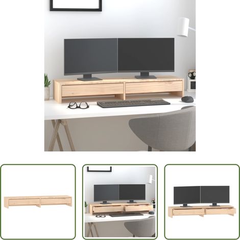 Support écran bois - Support pour moniteur 100x27x15 cm Bois de pin solide (1/5)