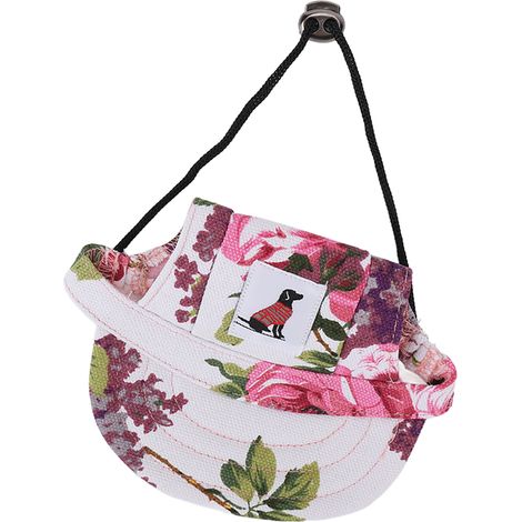 Chapeau de baseball pour animaux de compagnie, ajustable, élégant et estival, avec 2 trous pour les oreilles, idéal pour le camping et les voyages. Motif floral, taille S. (1/5)