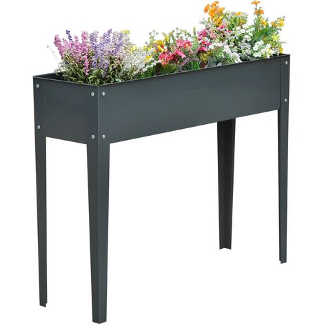 Hochbeet Kräuterbeet Pflanzkasten mit Füßen und 3 Abflusslöchern 100 x 30 x 80 cm aus Metall für Garten und Balkon