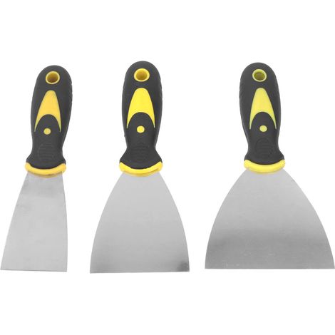 Lot de 3 couteaux à enduire spalteur racleur lisseur inox ABS pour murs plafonds papier peint 5 7,5 10 cm (1/5)