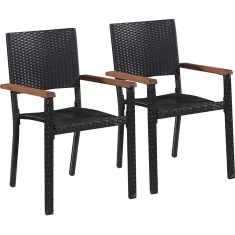 Gartenstühle 2 Stk. Poly-Rattan Schwarz
