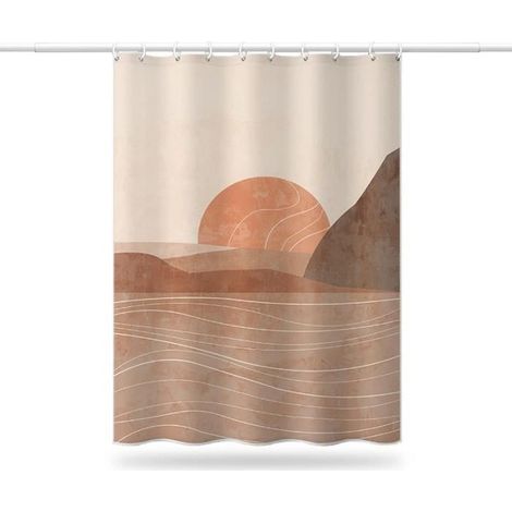 Rideau de Douche - FUNMOON - Montagnes Abstraites - Imperméable - 180x180cm - Jaune