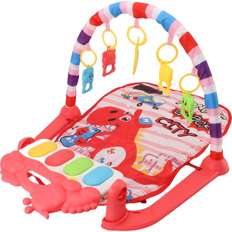 Tapis d'éveil pour bébé avec piano à pieds, jouet musical pour apprendre à ramper et à jouer sur le ventre, miroir et hochet. (1/5)