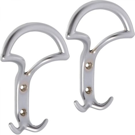 Set mit 2 dreifachen Wandhaken 145 x 92 x 44 mm – Haken/Aufhänger – zum Aufhängen von Hüten, Bademänteln, Handtüchern und Toilettentüchern – Metall – matt silberfarben