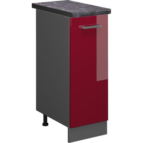 Armadio cucina dispensa alto R-Line, Rosso bordeaux lucido, 30 cm , PL Antracite, Vicco
