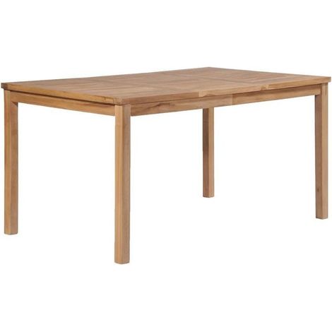 Table de jardin teck massif clair Leez 150cm (1/3)