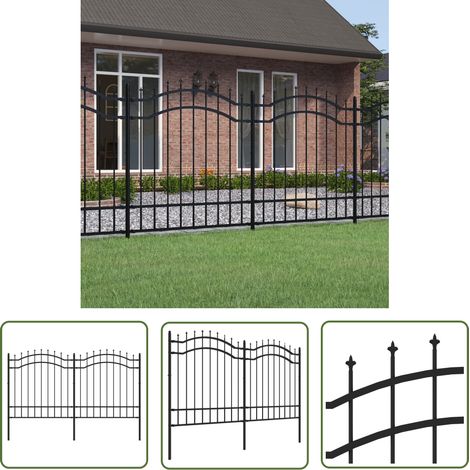 The Living Store Gartenzaun mit Speerspitzen Schwarz 165 cm Stahl - Gartenzaun - Stahldach - Zaunfeld - Sicherheitszaun - Gartenabgrenzung (1/5)