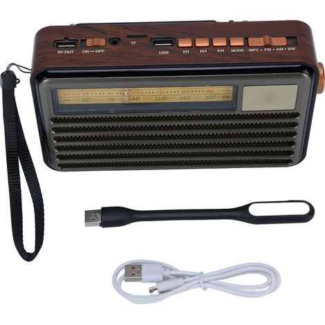 Ortviai Radio Bluetooth Vintage Portable avec Panneau Solaire et Batterie Rechargeable – Haut-Parleur FM/AM/SW (1/5)