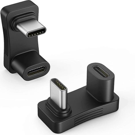 Adaptateur USB-C à angle de 180°, lot de 2 connecteurs USB Type-C mâle vers USB-C femelle en forme de U avec charge rapide PD 100 W, vidéo 4K à 60 Hz, rallonge d'angle USB-C (1/5)