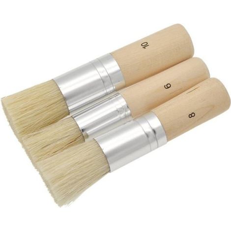 Pinceaux A Pochoir - Manche Court 3/4 3/5 1/2 Pouces - Pour Bricolage Et Peinture Sur Surface Plane - Lot De 3 (1/4)