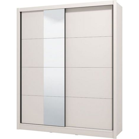 Guardaroba Grande Manfredi, Armadio Camera da Letto 5 Ripiani, Appendiabiti, 2 Ante, 180x215.5h cm Bianco Crema