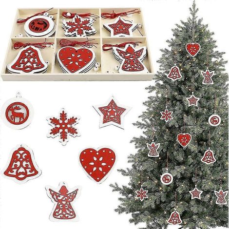 Décorations de Noël à faire soi-même : pendentif en bois à six branches (style a) - 18 pièces bd (1/5)