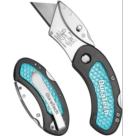 Cutter Pliant à Changement Rapide de Lame, Couteau Utilitaire de Poche Design en Forme d’Œuf, Facile à Transporter, Idéal pour Carton, Cuir, PVC et Papier (1/5)