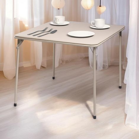 Guéridons de Salon Square Oak, Structure Métallique Robuste et MDF Plateau Rembourré en Cuir Synthétique, Pliable et Portable pour Bureau, Salon, Cuisine, 86 x 86 cm (1/5)