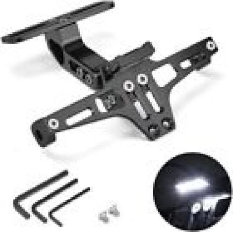 Support Pour Plaque D'immatriculation - Réglable En Longueur Et En Angle - Avec Éclairage LED Intégré - Pour Motocyclette - 1 Pièce (1/5)
