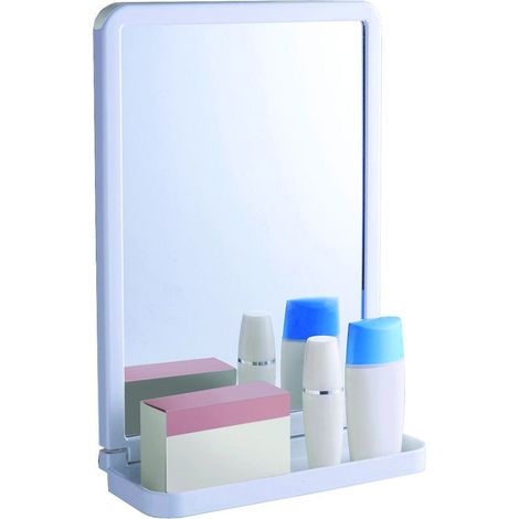 Specchio Bagno Con Mensola In Abs - mm.299x200x87 - colore bianco