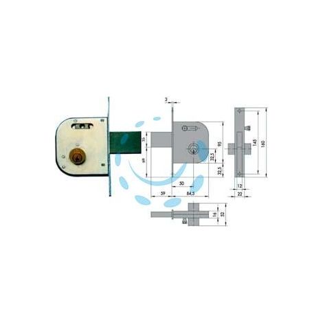 SERRATURA INFILARE PER CANCELLI CATENACCIO E SCROCCO CON NOTTOL. 42030 - mm.50 DX/SX (42030500)
