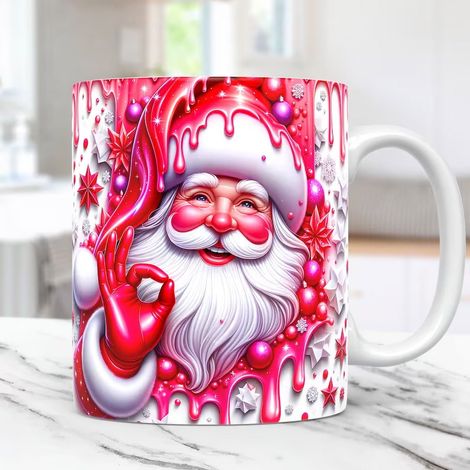 Mug Céramique - Design 3D Noël Père Noël Bonhomme De Neige - Usage Multifonctionnel - 350 Ml - 1 Pièce (1/5)