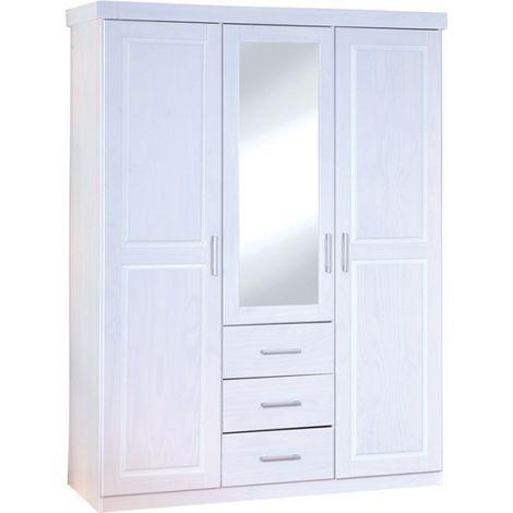Armoire 3 Portes & 3 Tiroirs "Angel" 190cm Blanc (1/5)