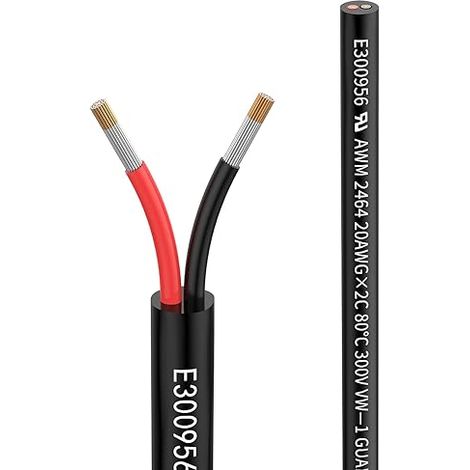 Wire 20 AWG 2×0.5 mm² 2 Core Extension Cable 2 fils Rallonge Câble cuivre multibrins étamé pour paysage,lampes LED,automobile,plein air (1/5)