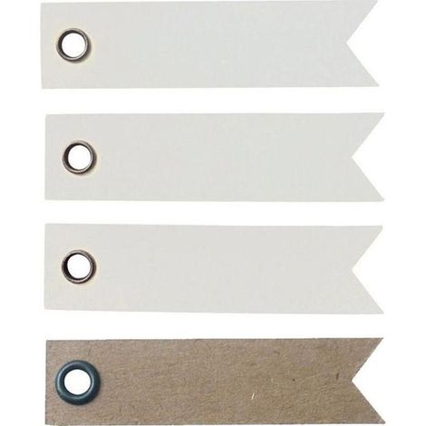 Étiquettes en forme de fanion - GRAINE CREATIVE - 100 blanches + 20 kraft - 5 x 1,2 cm - Mixte - Papier