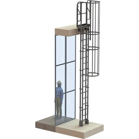 Scala gabbia fissaggio doppio - Alt. raggiungibile 6,51 a 7,60m - CRINO2F-SF-ALU-7