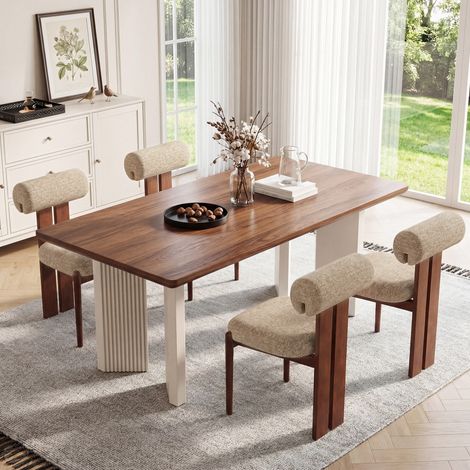 Lot de 4 Chaises de Salle à Manger– Design Rétro Élégant, Dossier Haut, Structure en Bois Robuste, Confort Classique pour Cuisine et Salle à Manger - Marron (1/5)