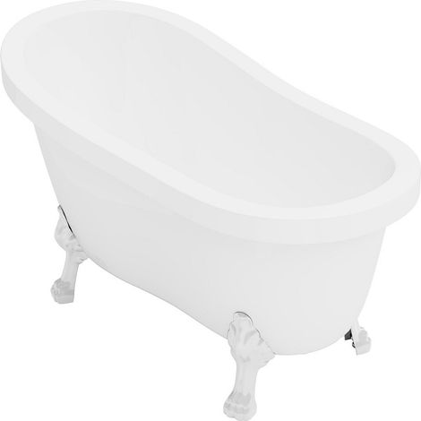 Vasca da bagno freestanding con piedi bianchi zampa di leone 200l 145x74x77cm Bianco Rétro - NISOS II