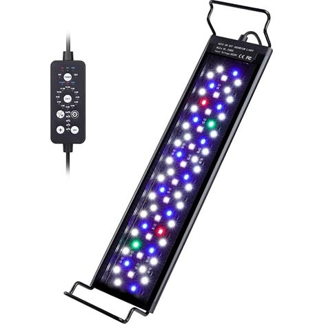Aquarium Lighting 14W Full Spectrum Led Light, Fish Tank Lamp with 9 Colors and 10 Adjustable Brightness for Tanks 30-45cm (1/5)
