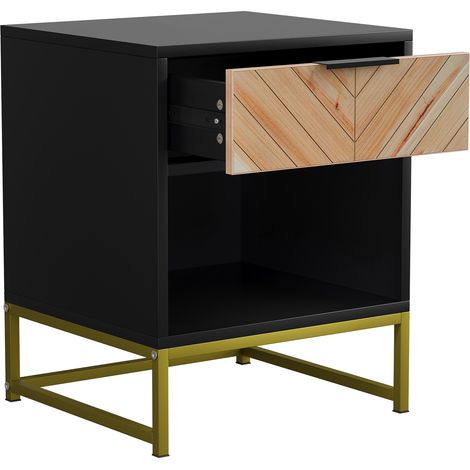 Table de chevet moderne en MDF avec tiroir et niche ouverte, 43 x 40 x 55 cm, couleur naturelle (1/5)