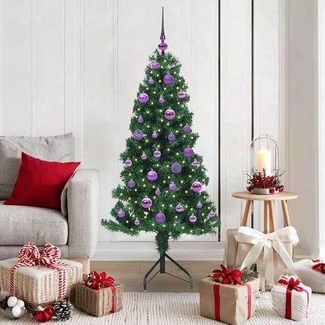 vidaXL Árbol de Navidad Artificial de Esquina Verde 150 cm PVC y Metal (1/5)
