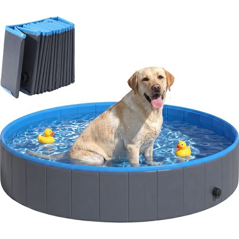 PawHut Dog Pool Dog Bath Tub Dog Paddling Pool, Dark Grey, 160 x 30cm