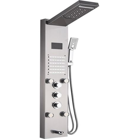 Ensemble de douche mitigeur thermostatique intelli Panneau de douche à lumière LED, ensemble de robinet de douche à affichage numérique cascade pluie, système de douche mitigeur de colonne de salle de (1/5)