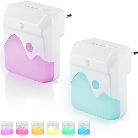 2 Lampade Notte Luce Notturna LED 3 Funzioni RGB Bianco Dimmerabile Crepuscolare (1/4)