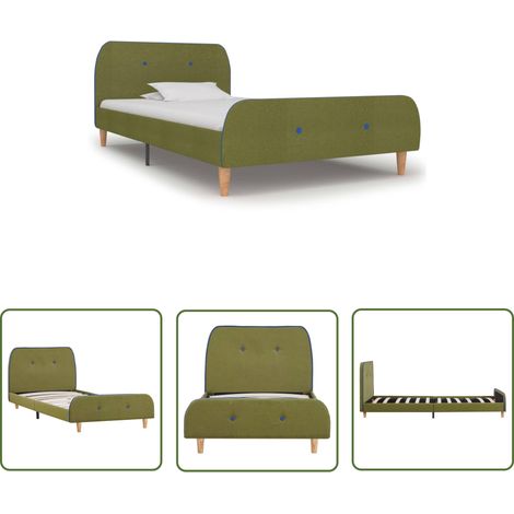 The Living Store Bettgestell Grün Stoff 90x200 cm - Bettrahmen - Doppelbett - Grünes Bett - Holzkernbetten - Massivholzbett (1/5)