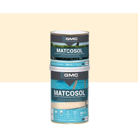 Peinture piscine Matcosol sable 1L – Résine époxy bi-composant – Grande résistance au chlore – Imperméabilisant béton et coque polyester – GMC